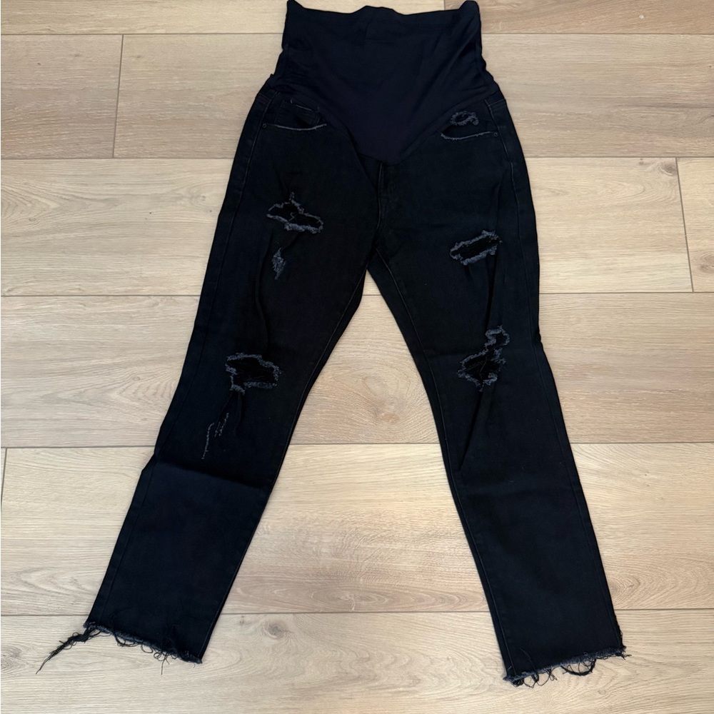Pinkblush Maternity distressed black denim jeans size 28.